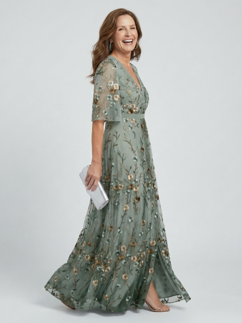 Selora | Abito Maxi con Maniche Floreali