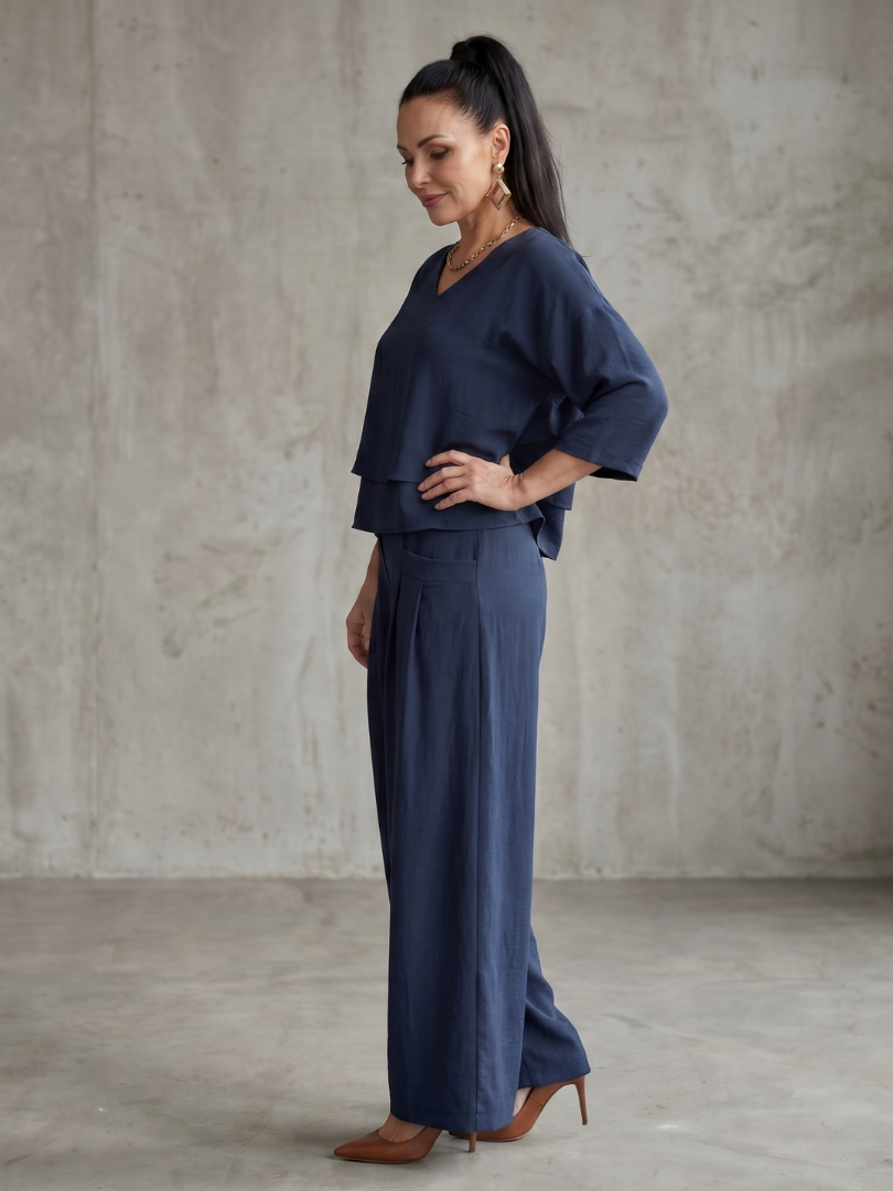 Fiume | Set Top a Strati con Pantaloni Ampi