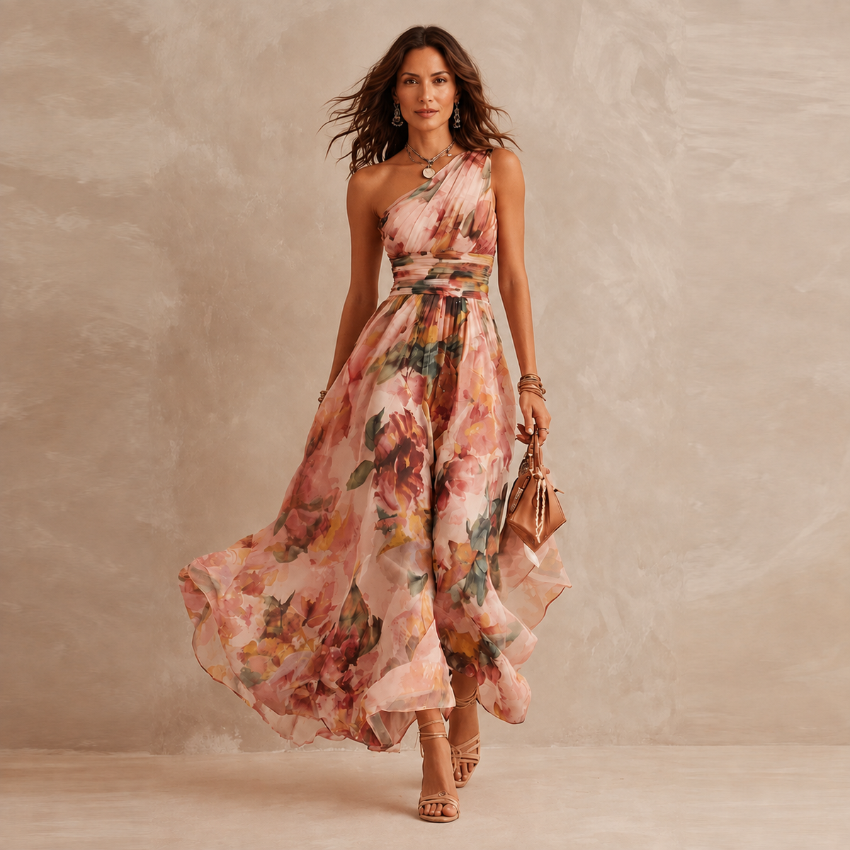 Celeste | Maxi Floral a Spalla Unica