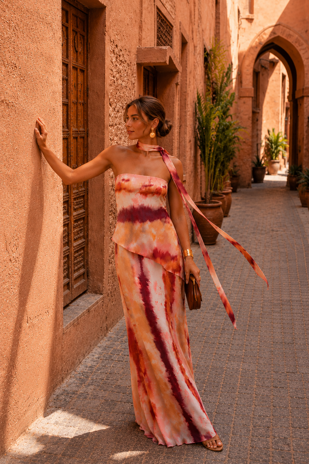 Sevilla | Abito Lungo Stampato con Choker