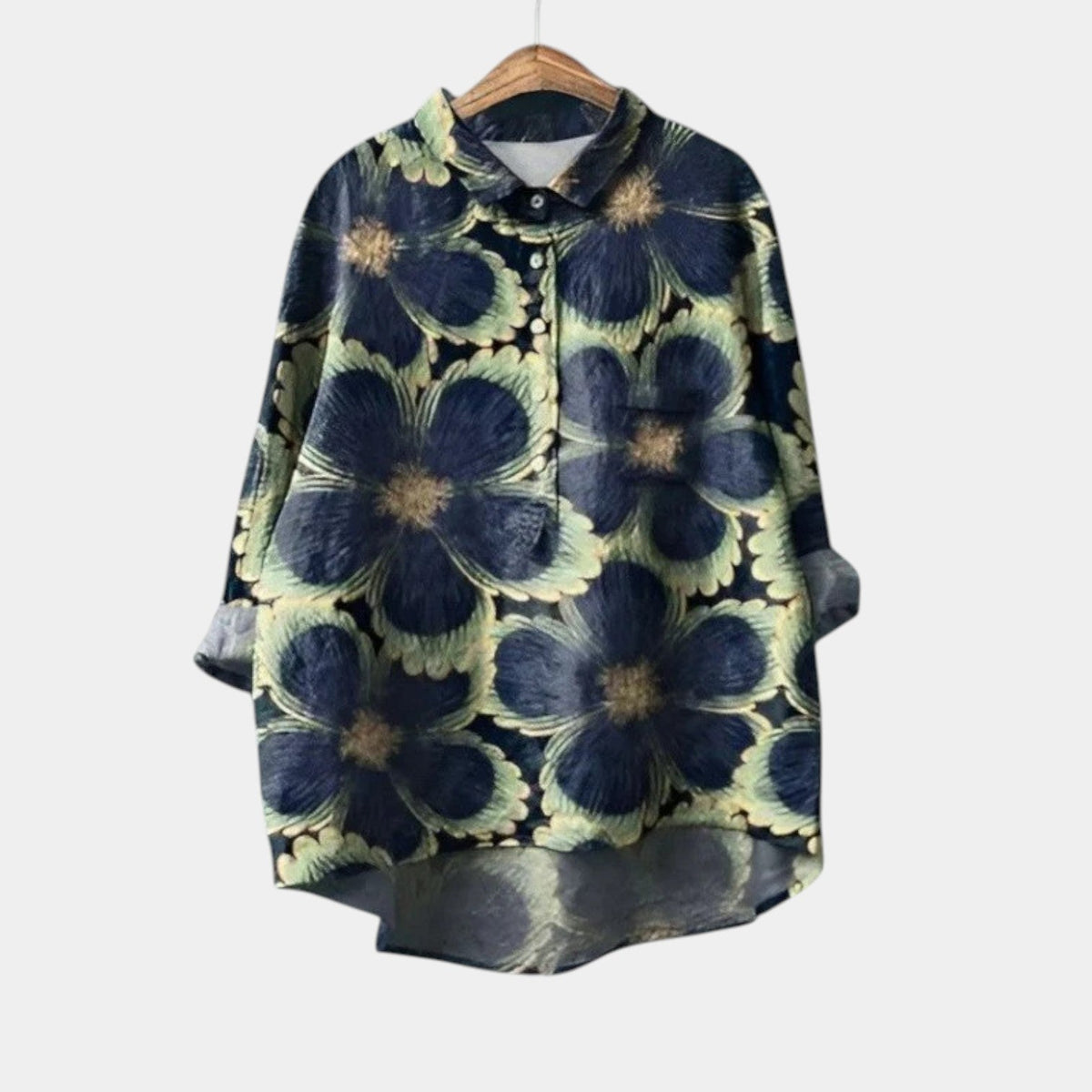 Daliyah | Blusa Grafica Floreale Blu Navy