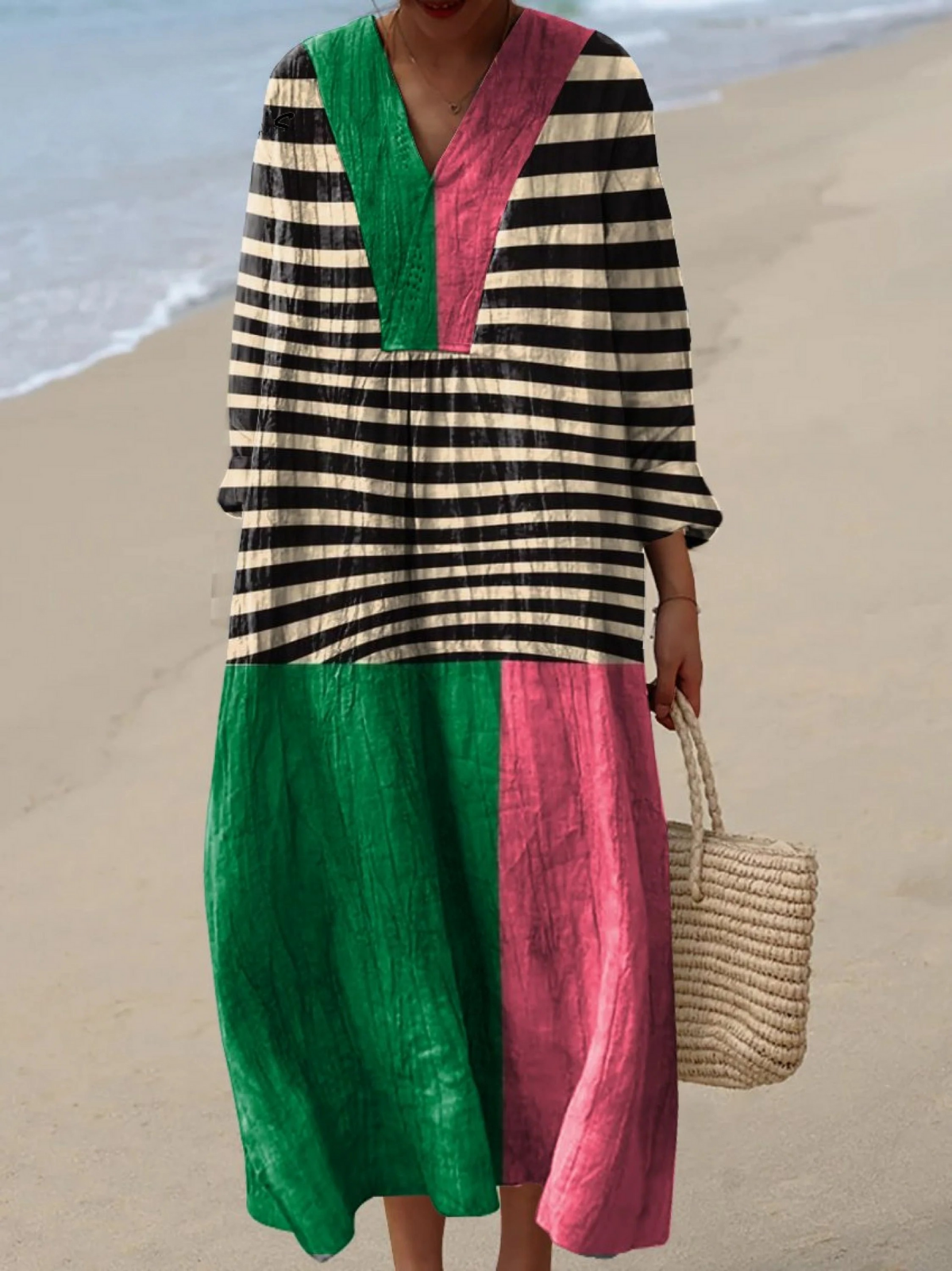 Aisha | Maxi Dress with Colorblock Skirt