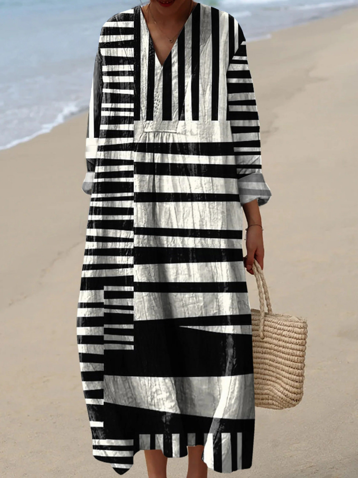 Imani | Maxi Boho Dress, Optical Stripe