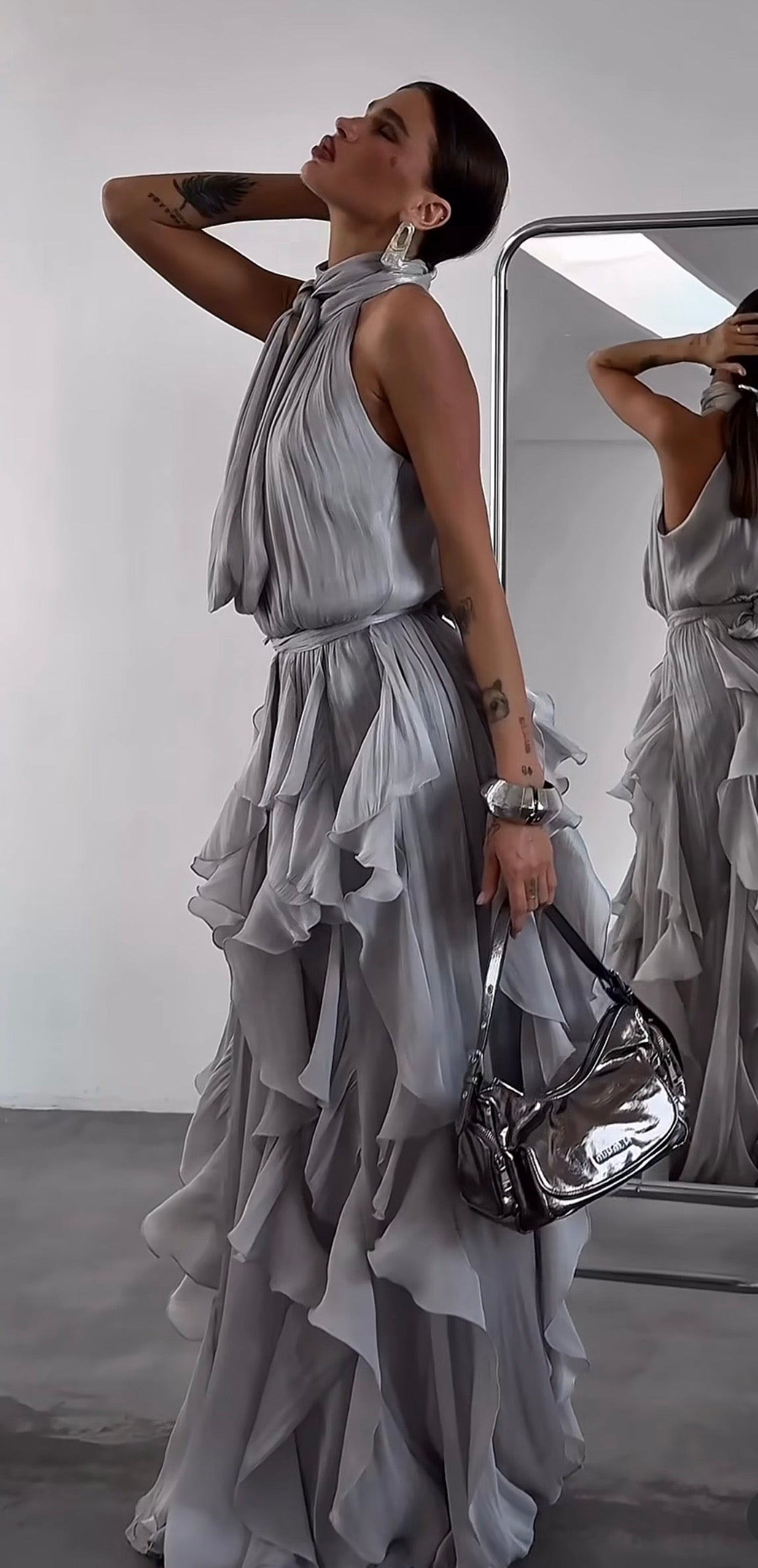 Harper | Open-Back Layered Ruffle Maxi Dress