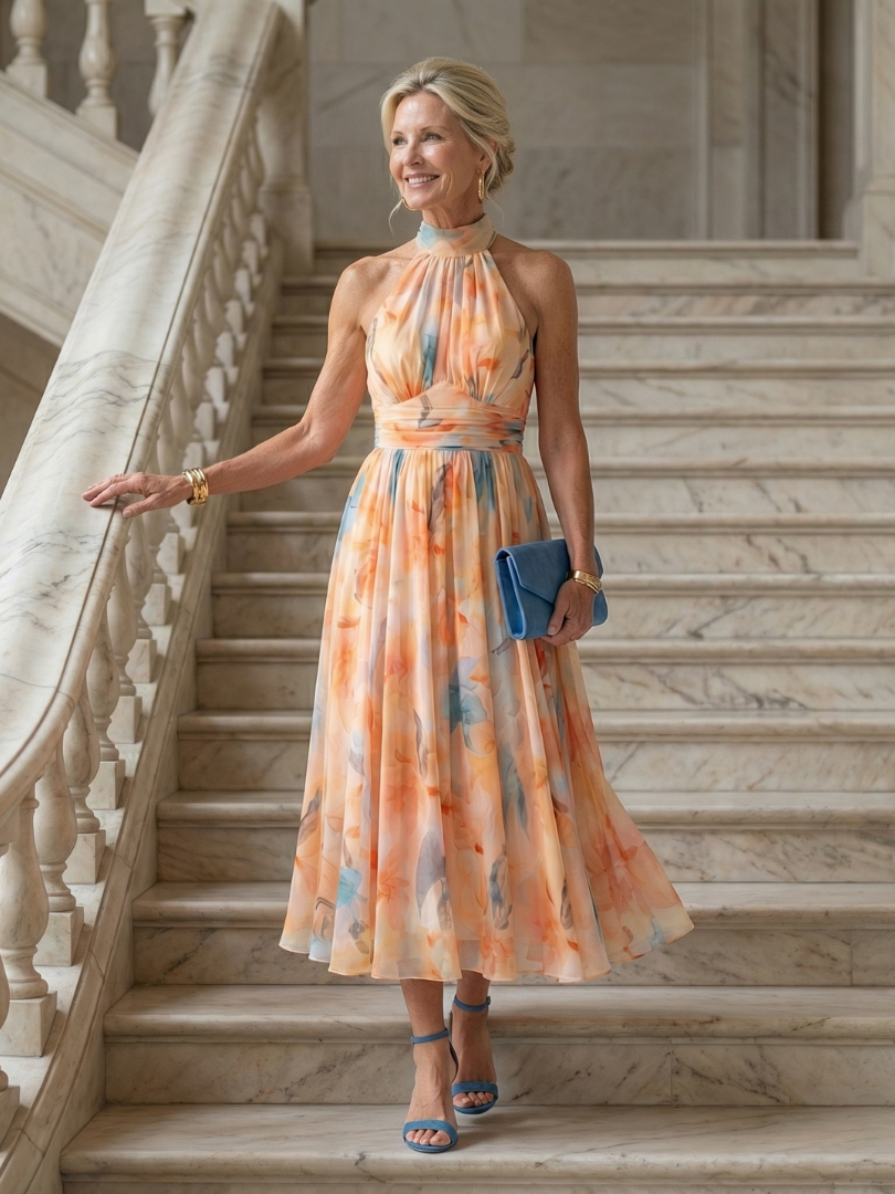 Ilaria | Abito Midi con Collo Halter