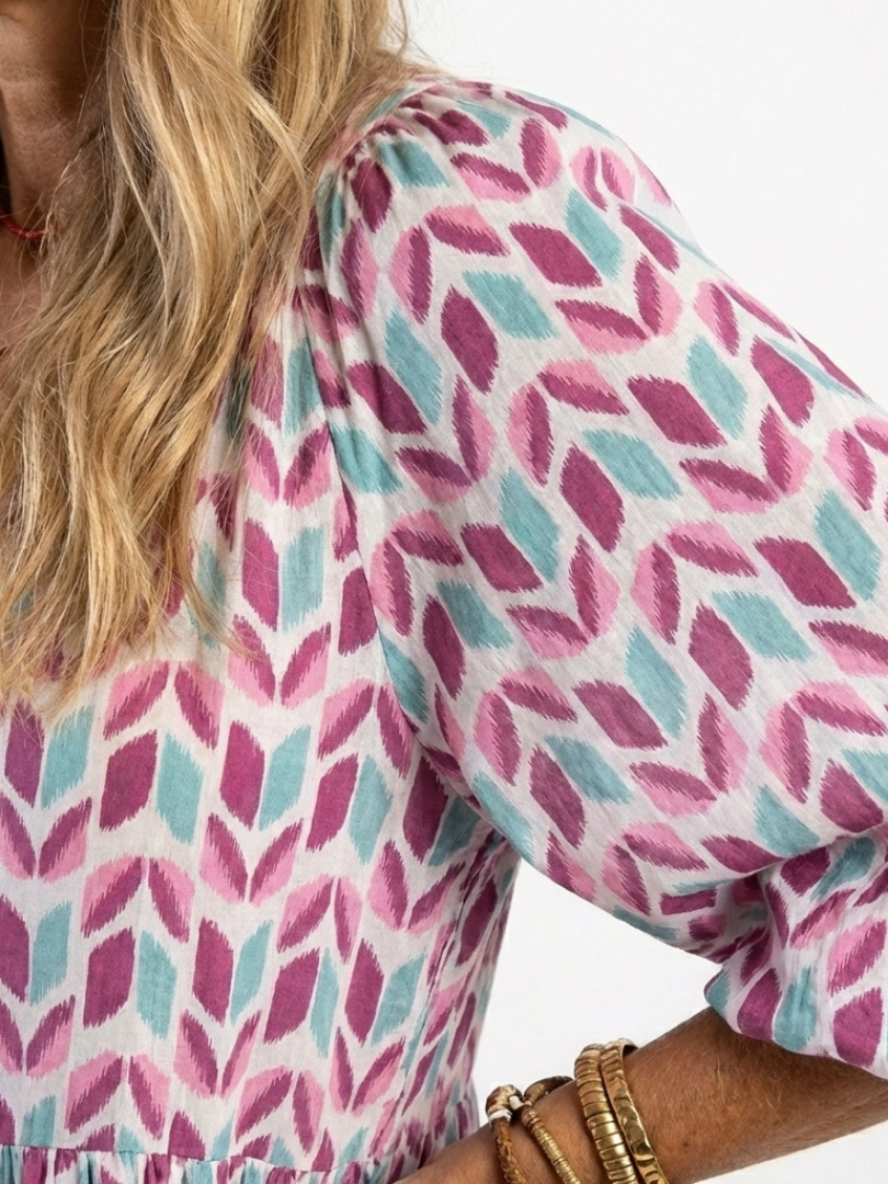Mireya | Vestito midi a maniche lunghe con stampa geometrica