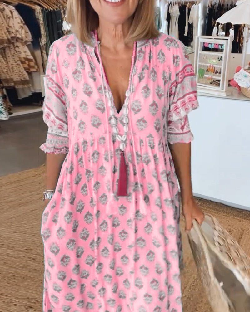 Mana | Abito Floreale Chic con Scollatura a V
