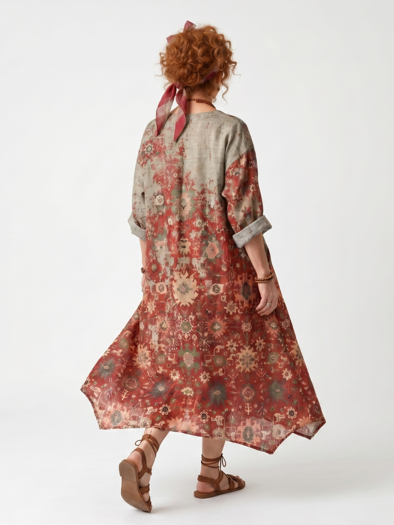 Zafferano | Vestito Midi Relaxed con Tasche e Fantasia Mista