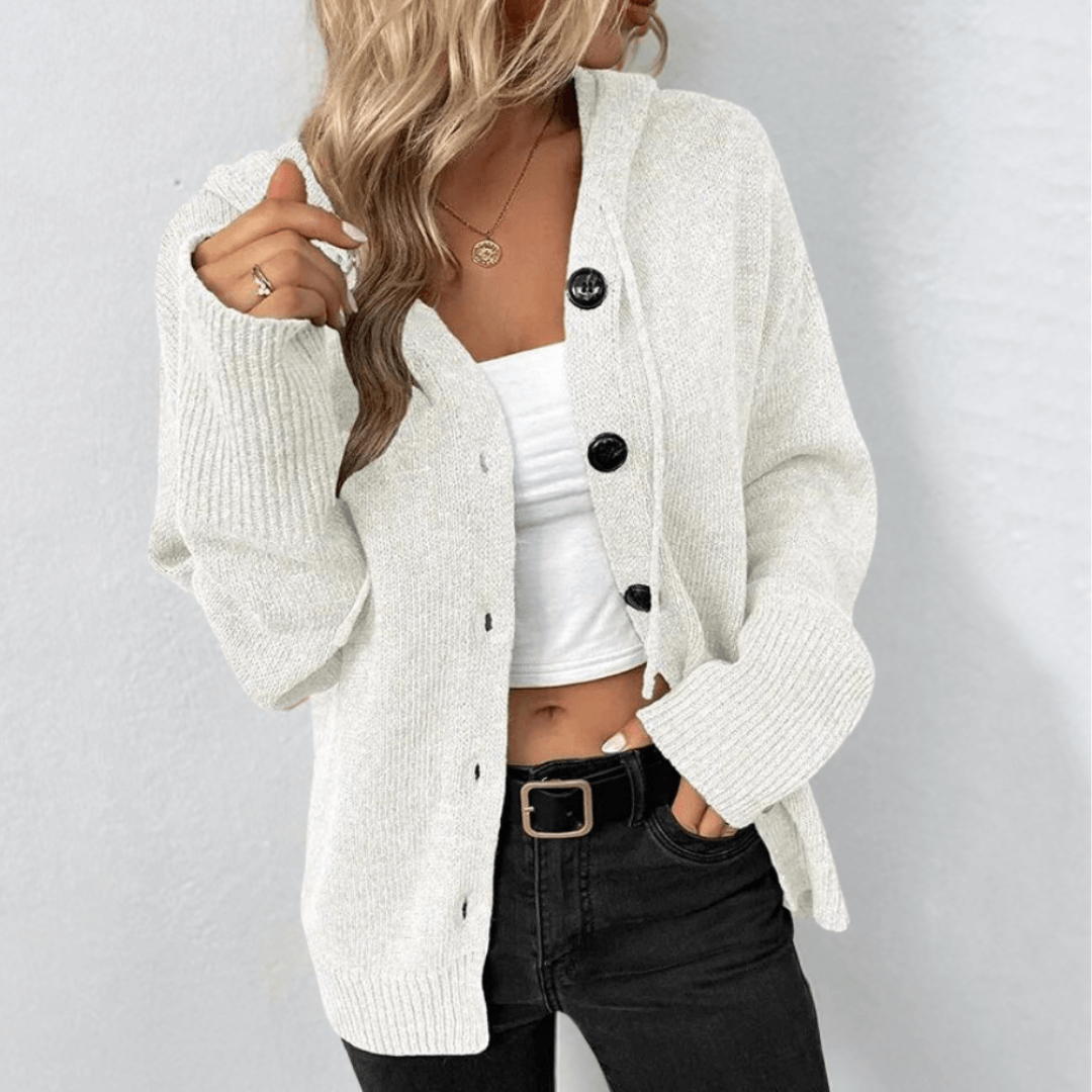 Cardigan caldo lavorato a maglia con bottoni per donne