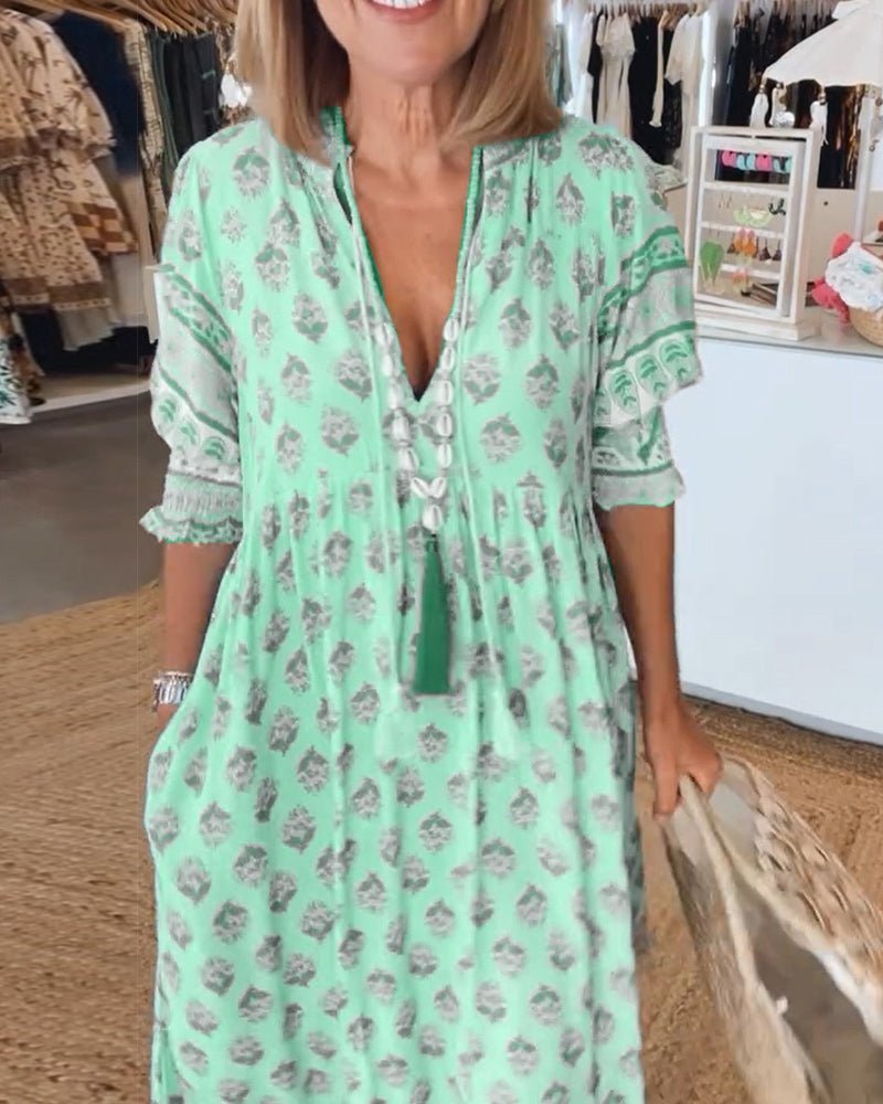 Mana | Abito Floreale Chic con Scollatura a V