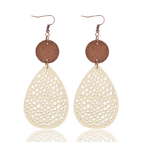Eliana - Orecchini a pendente in PU pelle vintage con intagli
