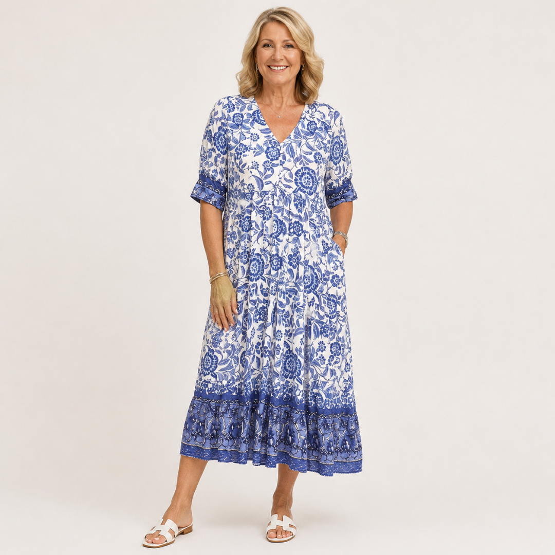 Keisha | Vestito Floreale V-Neck Elegante