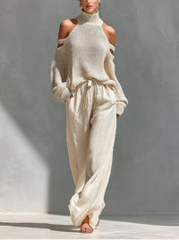 Canisse | High-neck knit set and wide-leg pants