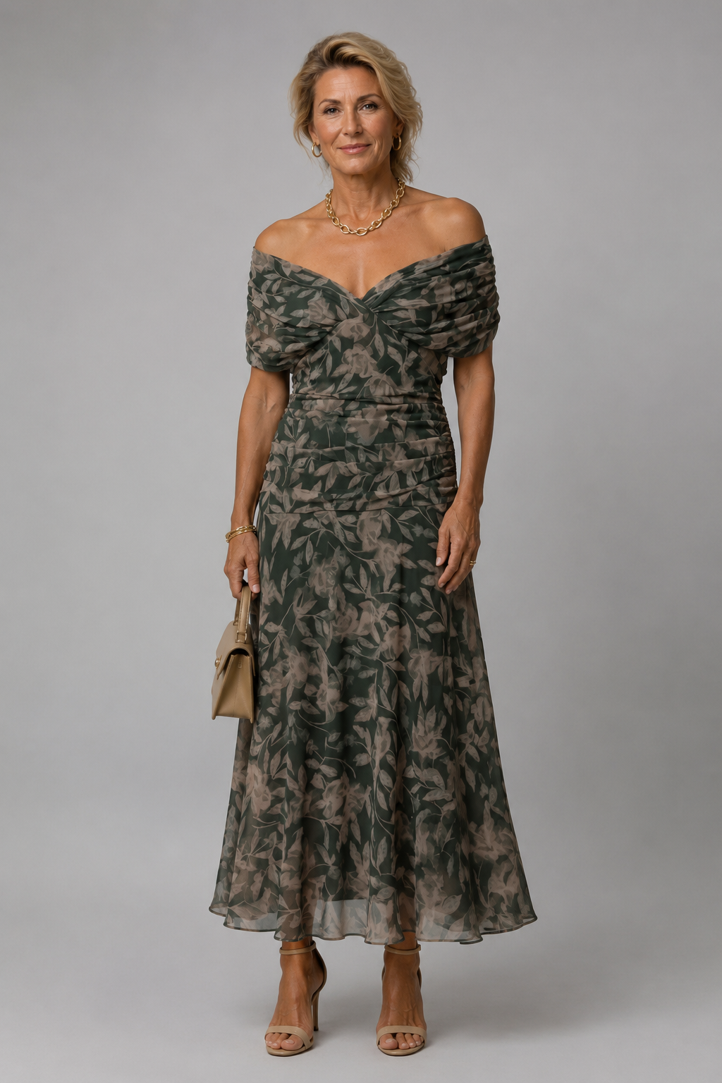 Ariane | Draped Off-Shoulder Midi Dress
