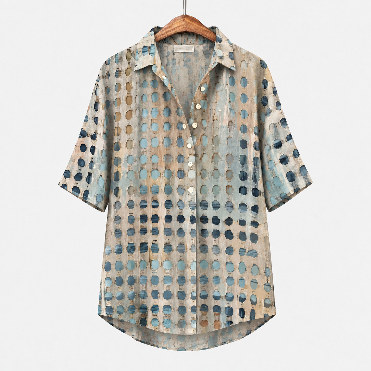 Melody | Blusa corta a maniche corte con pois astratti