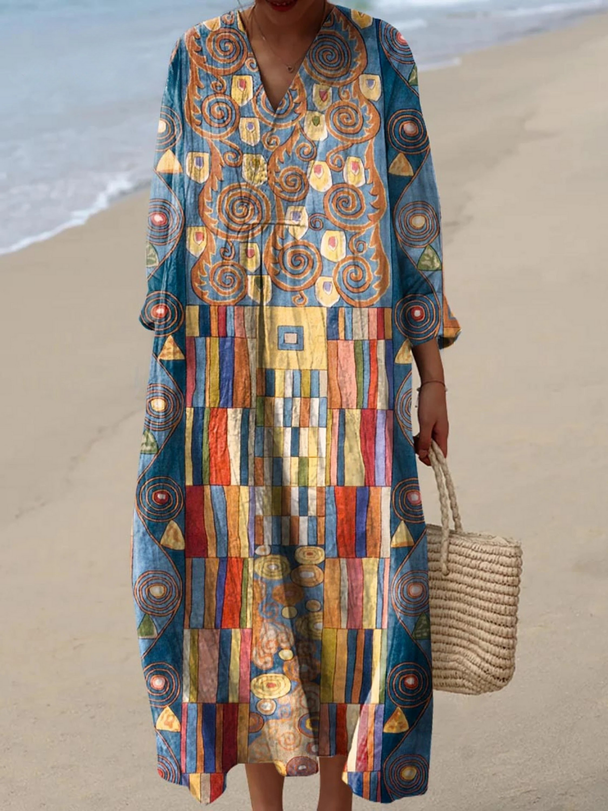 Aaliyah | Maxi Boho Dress with Art Nouveau Print