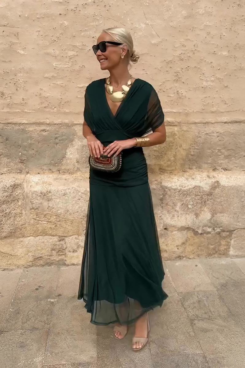 Luisa | Elegante vestito lungo da festa con scollo a V
