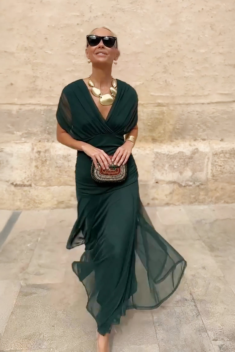Luisa | Elegante vestito lungo da festa con scollo a V
