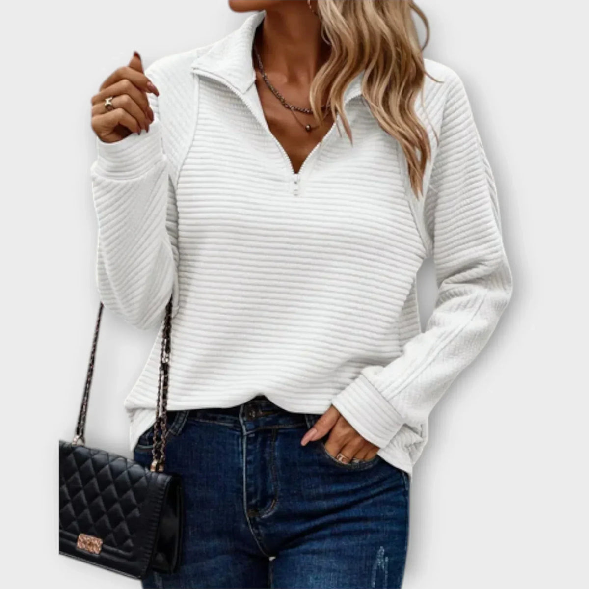 Dalia | Pullover con Mezza Zip – Lucia Toscana