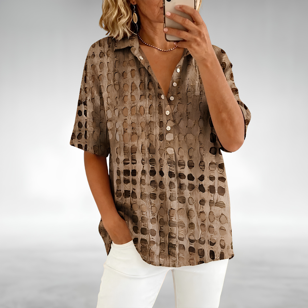 Melody | Blusa corta a maniche corte con pois astratti