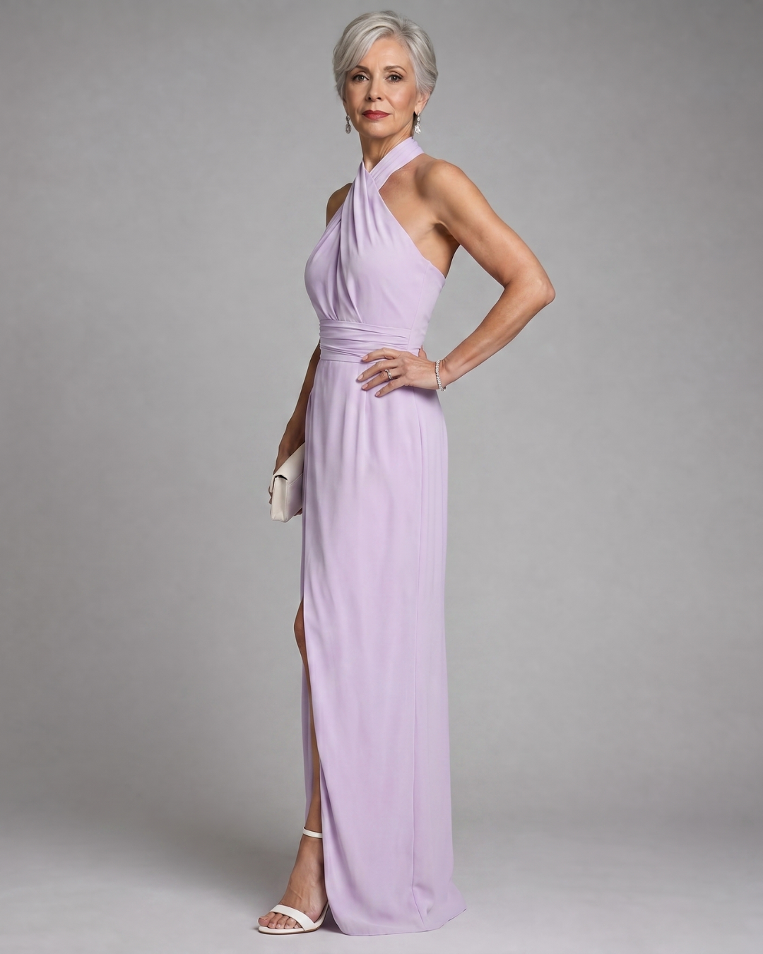 Vaelora | Abito Midi Drappeggiato con Scollatura Incrociata