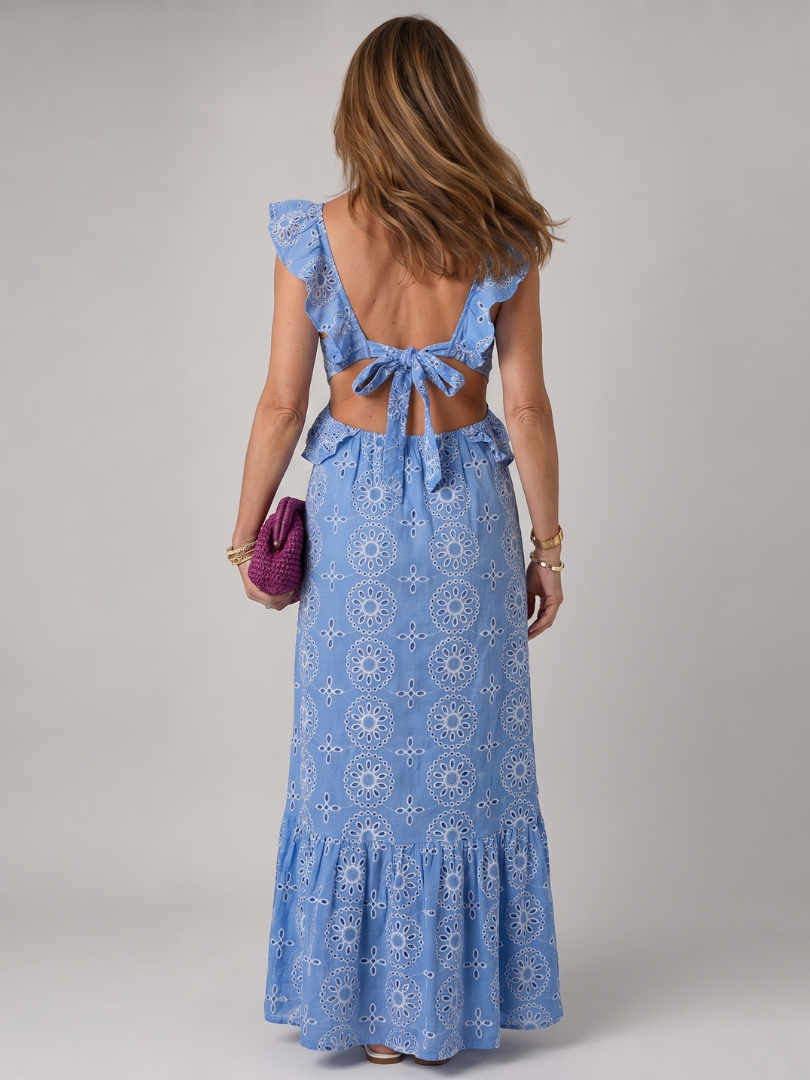 Héloïse | Midi Dress with Ruffles and Cut-out