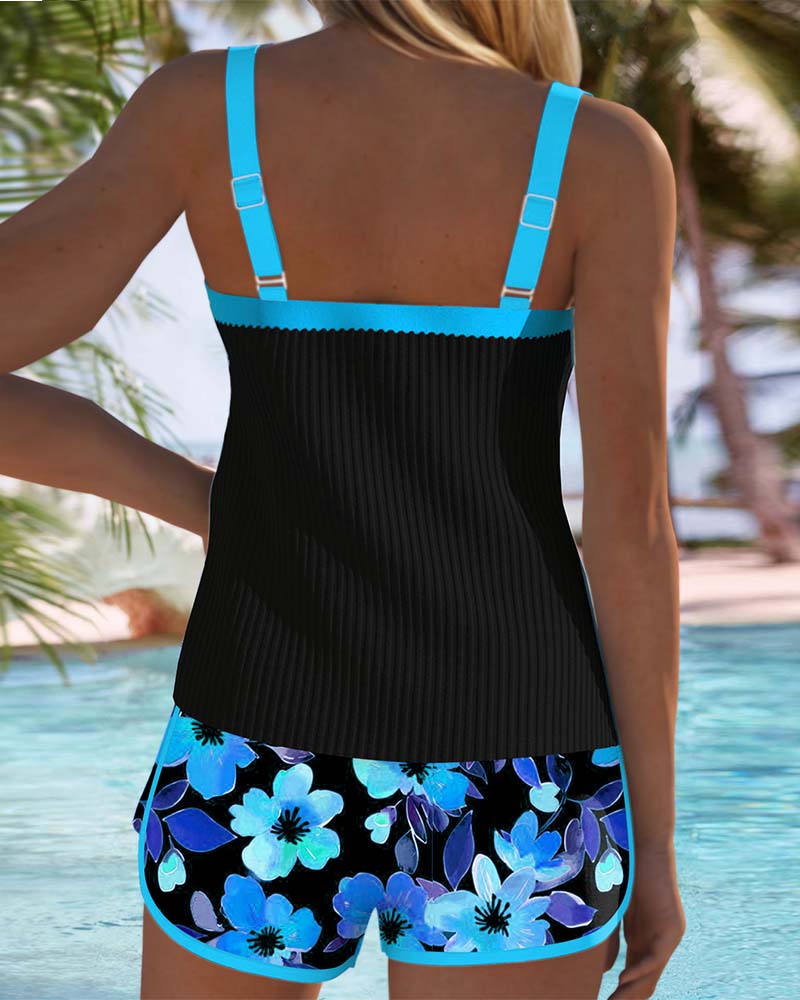 Federica - Set di Tankini a Costine con Pantaloni Corti