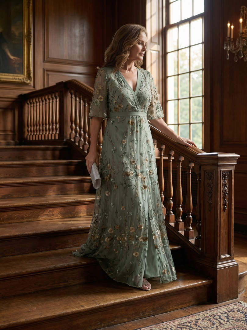 Selora | Abito Maxi con Maniche Floreali