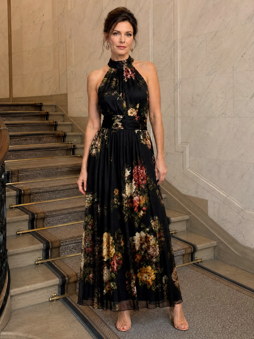 Sior™ Abito Midi con Scollo All'Americana a Fiori