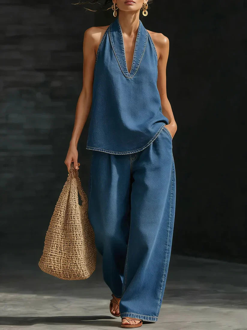 Martina | Tuta Lunga Fluida con Scollatura a V