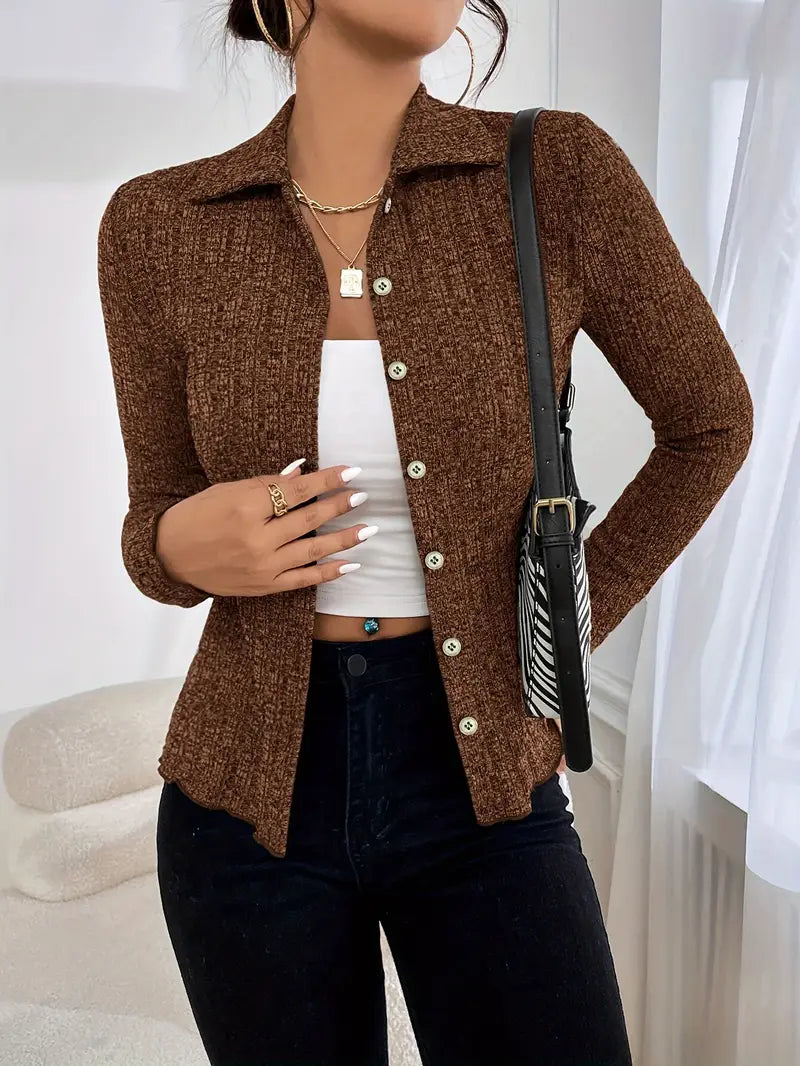 Cardigan in poliestere lavorato a maglia per donne