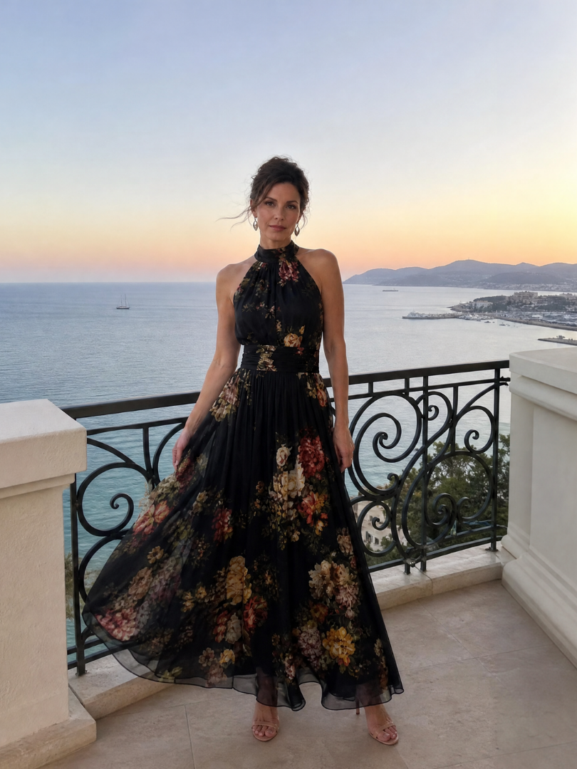 Sior™ Abito Midi con Scollo All'Americana a Fiori