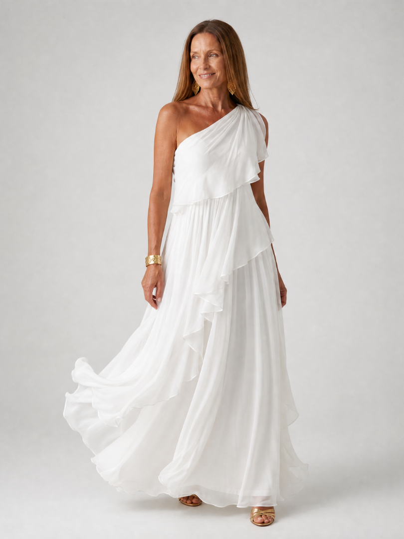 Ela | Abito Maxi con Rouches a Cascata