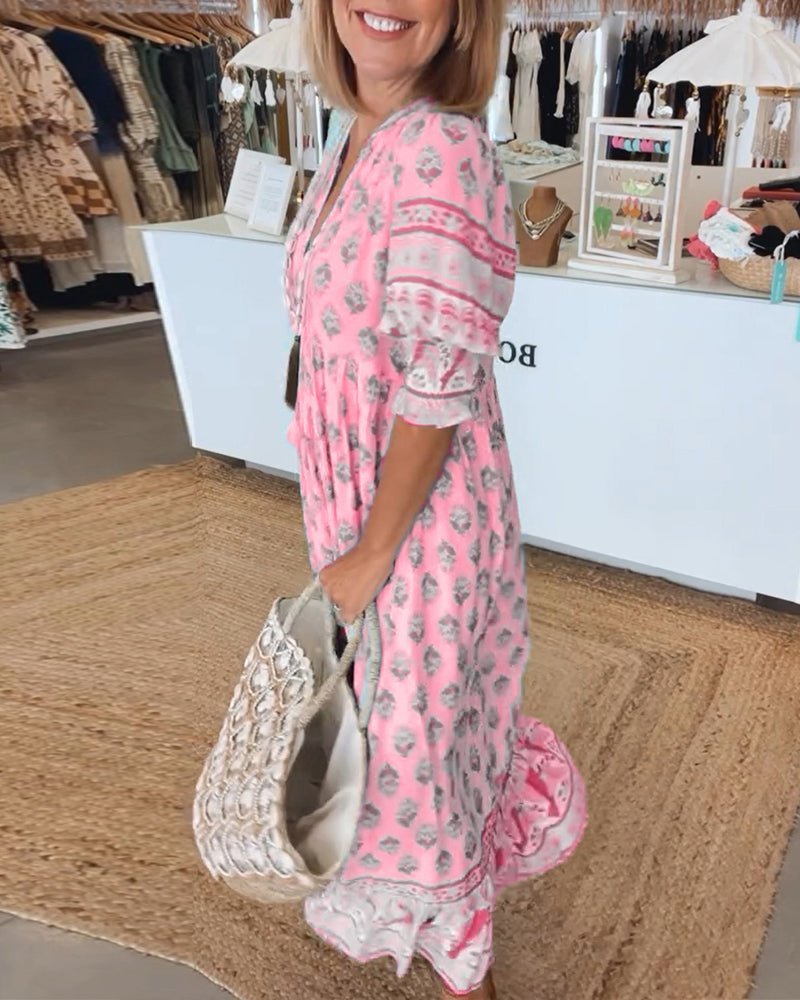 Mana | Abito Floreale Chic con Scollatura a V