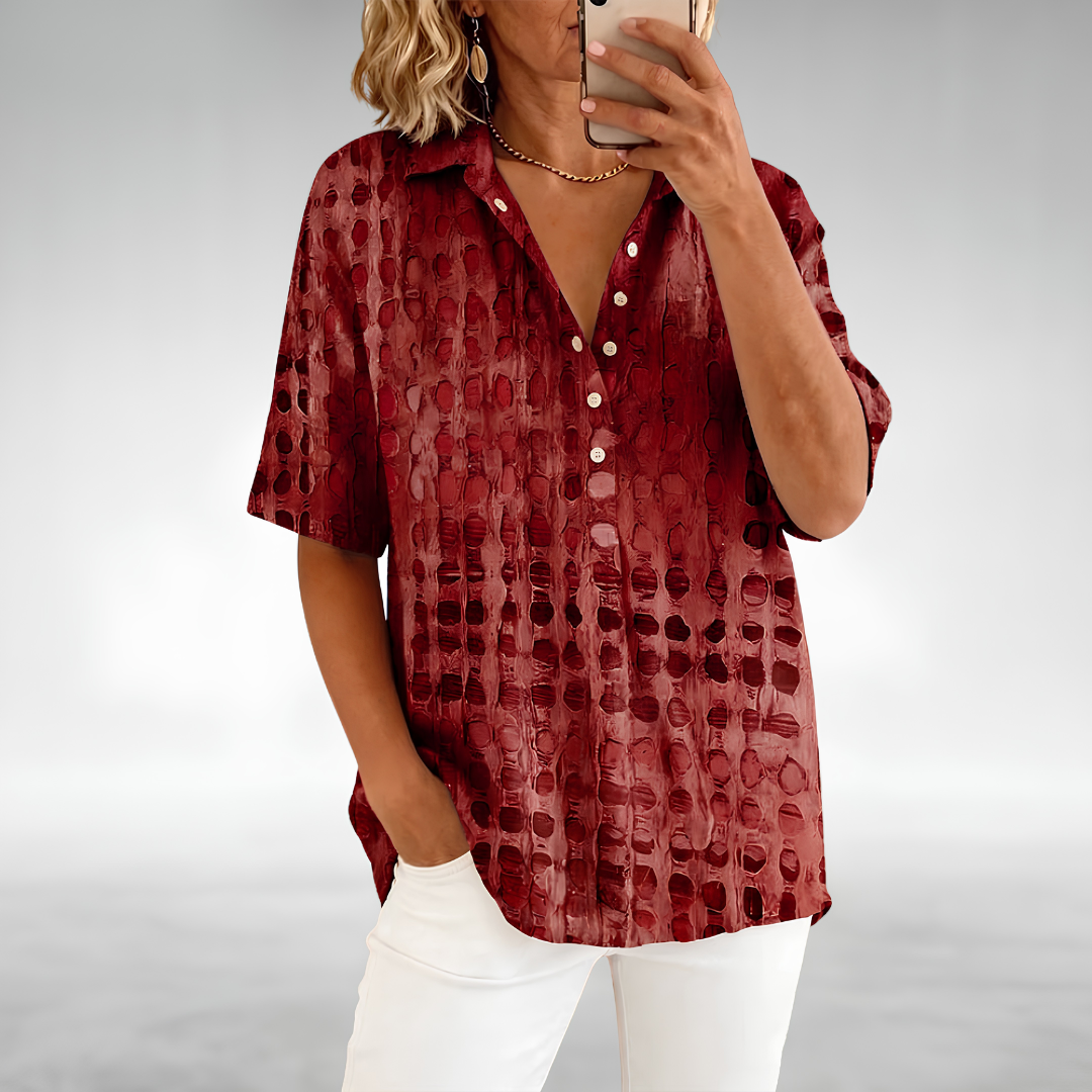 Melody | Blusa corta a maniche corte con pois astratti