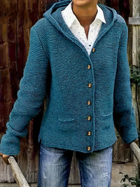 Elegante Cardigan con Cappuccio a Maniche Lunghe