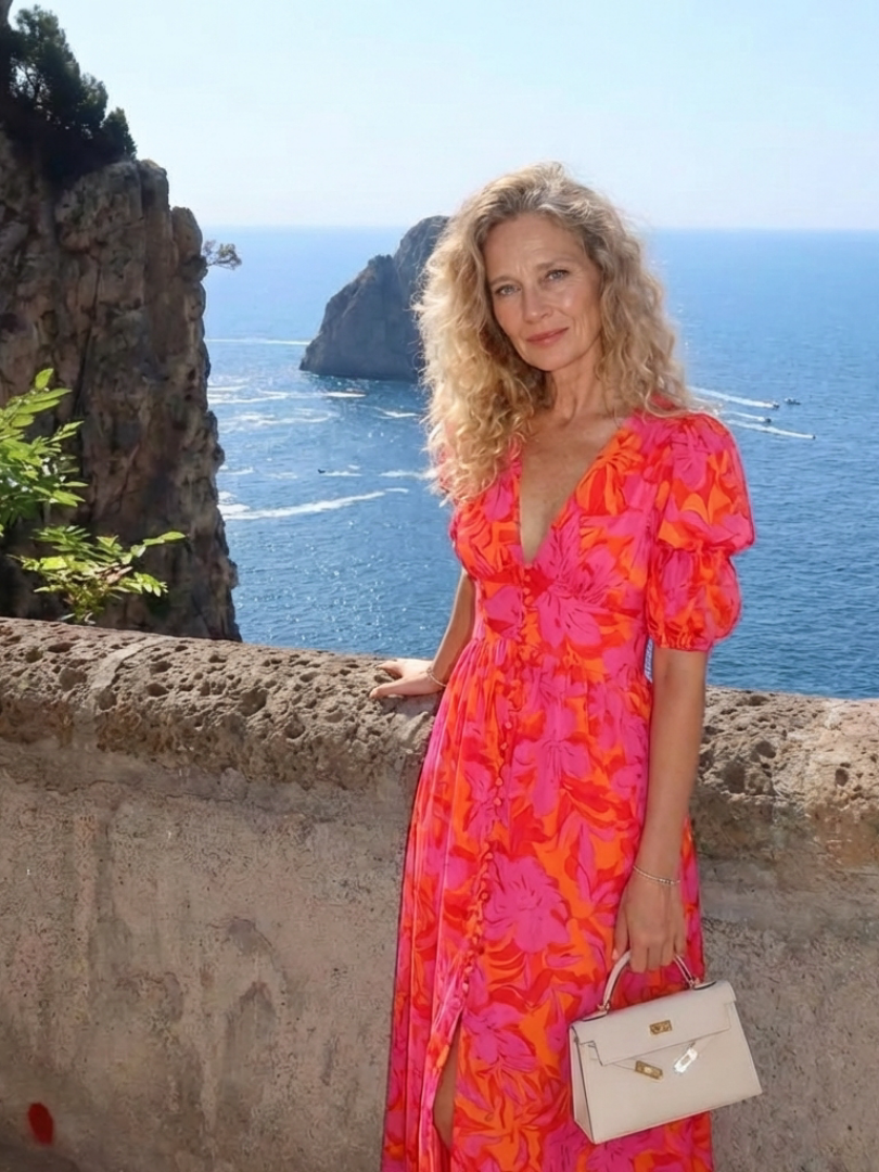 Willow | Vestito Midi a Maniche Puff con Scollatura a V Floreale