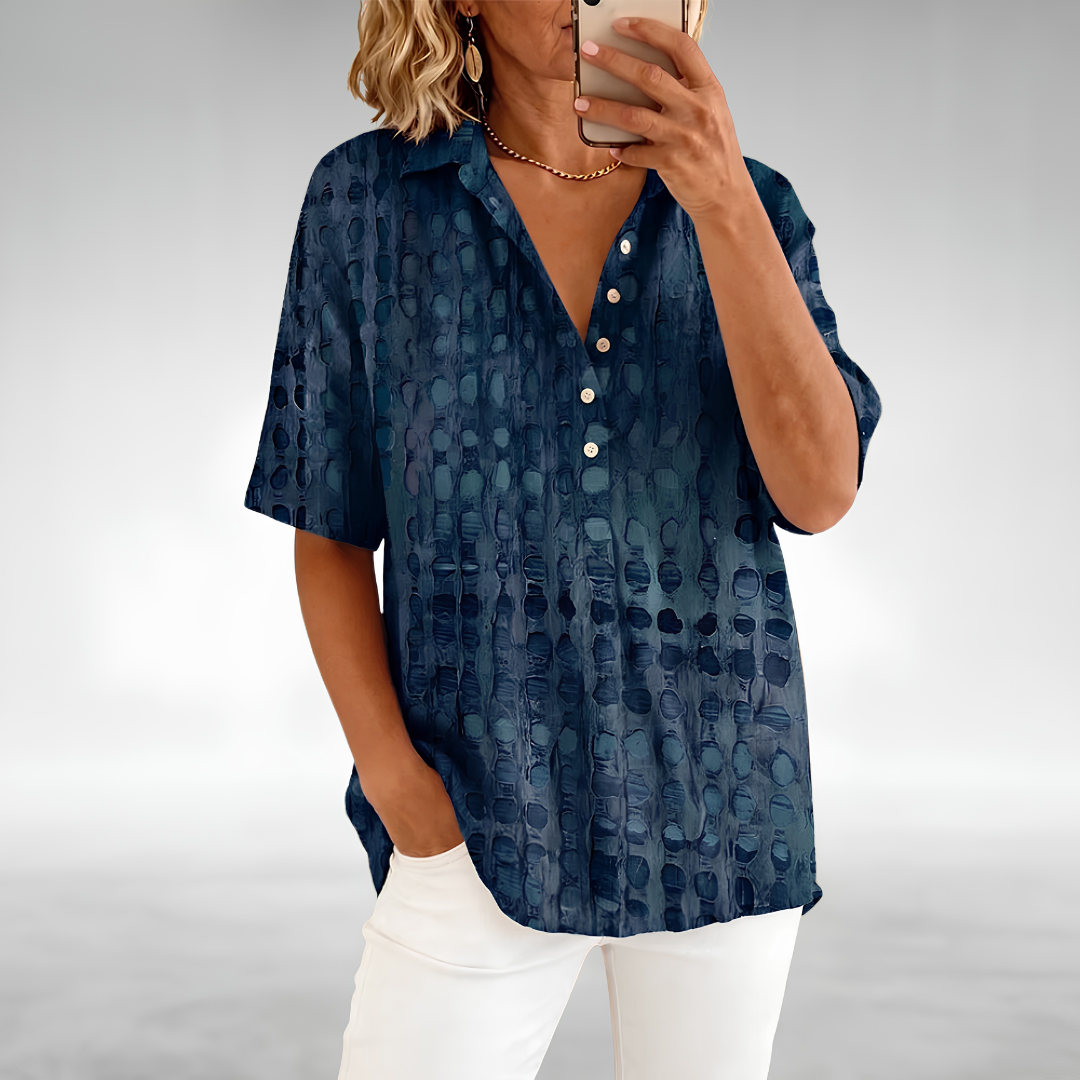 Melody | Blusa corta a maniche corte con pois astratti