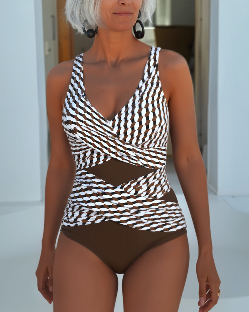 Tiffanie - Costume intero geometrico avvolgente