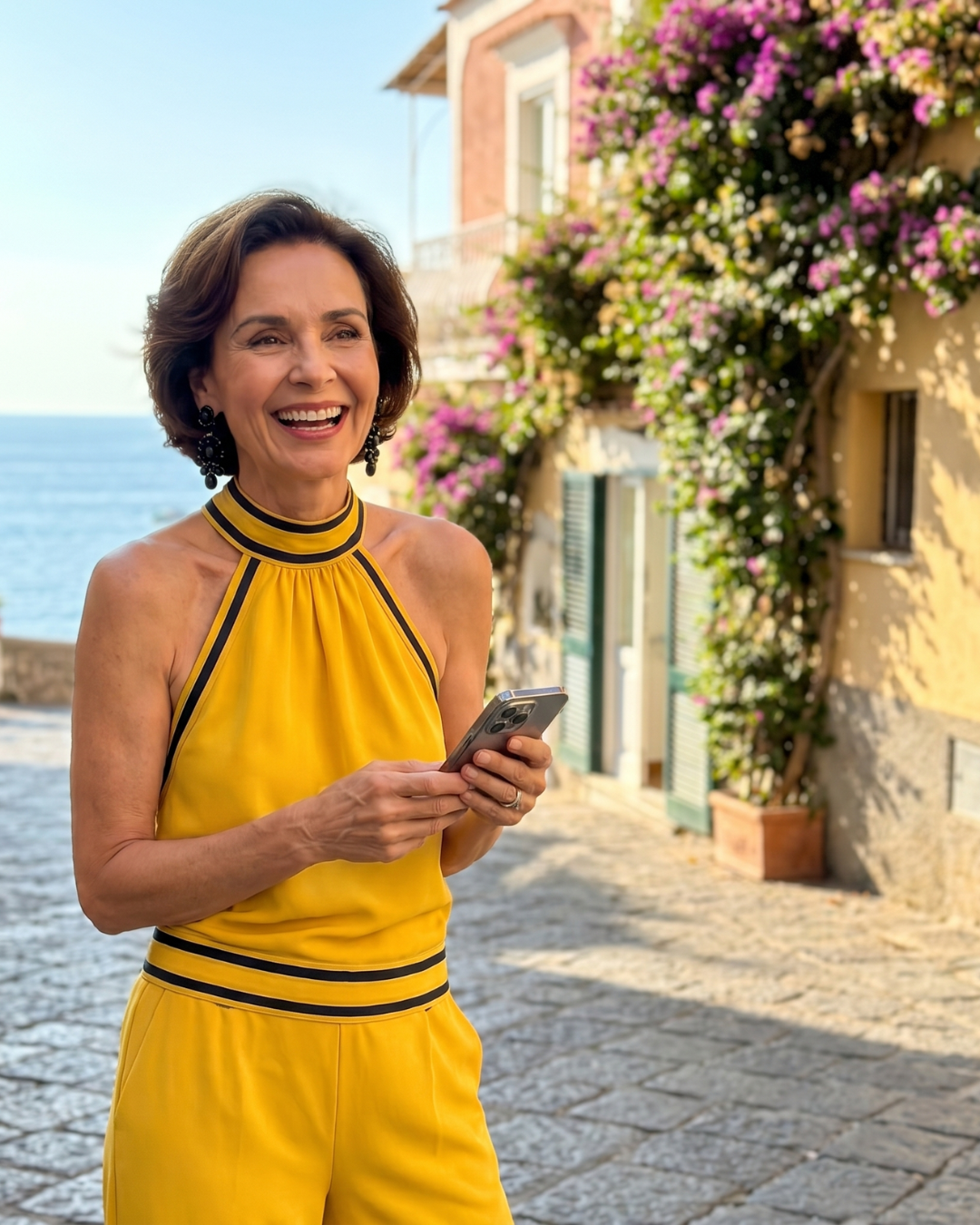 Zephyrine | Jumpsuit a Gamba Larga con Scollo Halter e Bordo a Contrasto