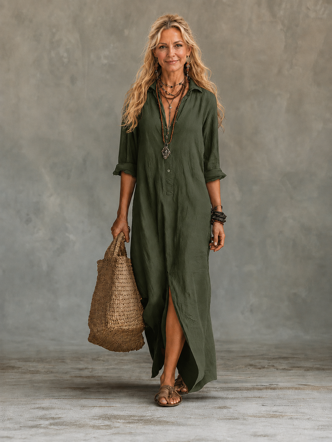 Vivienne | Abito Maxi con Bottoni per Donne