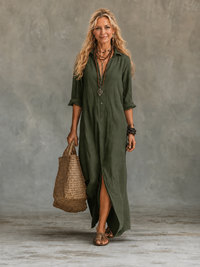 Vivienne | Abito Maxi con Bottoni per Donne