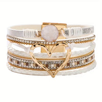 Georgia - Bracciale in Pelle a Strati con Cuore Bohemien