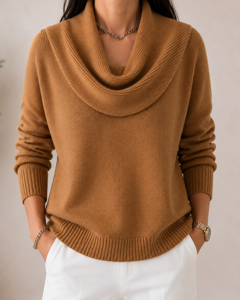 Caralina™ | Elegante Maglione con Collo a Cowl