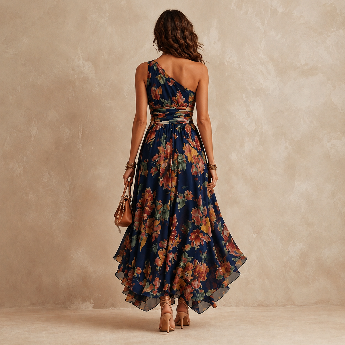Celeste | Abito Maxi Floreale a Spalla Unica