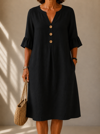 Monica | Buttoned Fluid Midi Dress