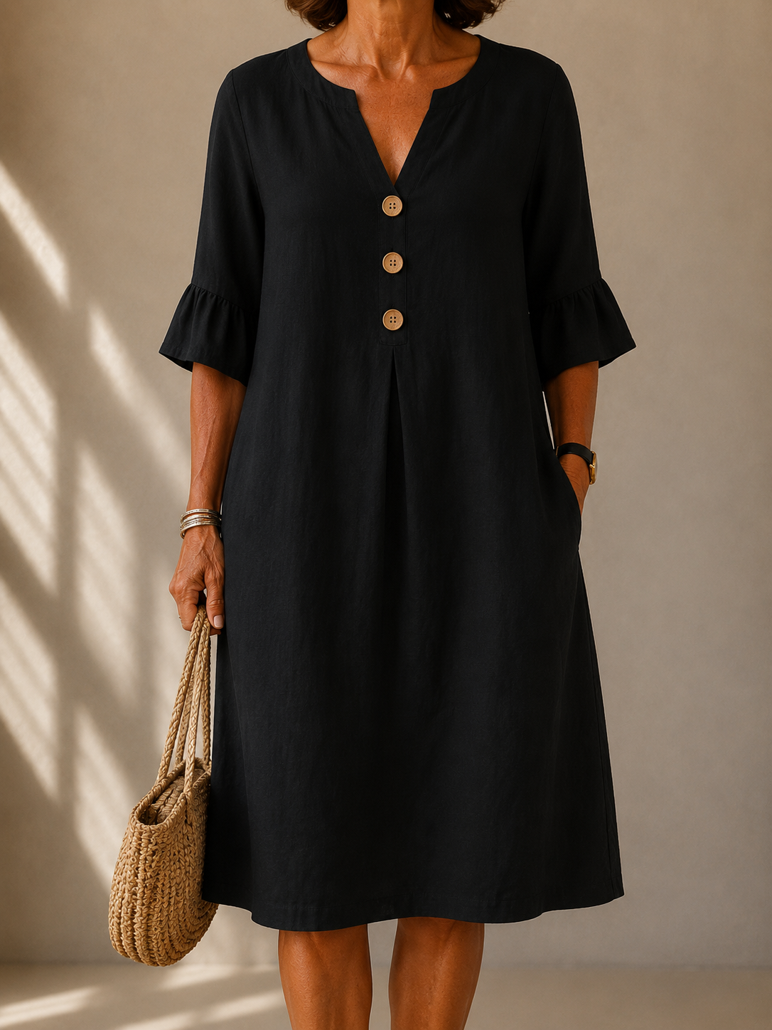 Marisol | Buttoned Fluid-Cut Dress