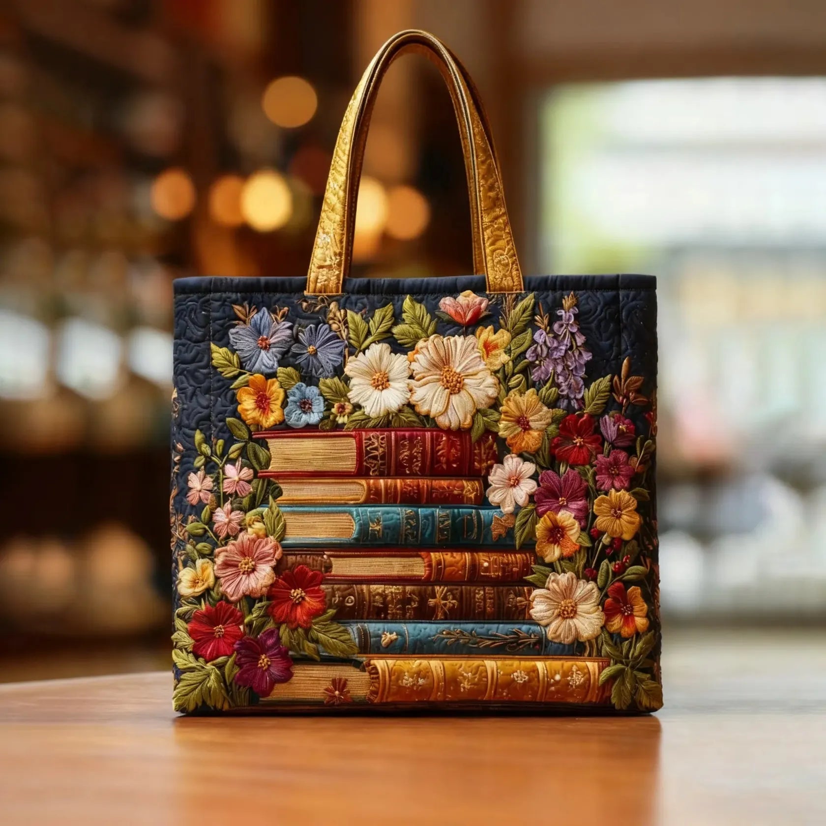 Sacca Artigianale - Stampa Floreale e Libro