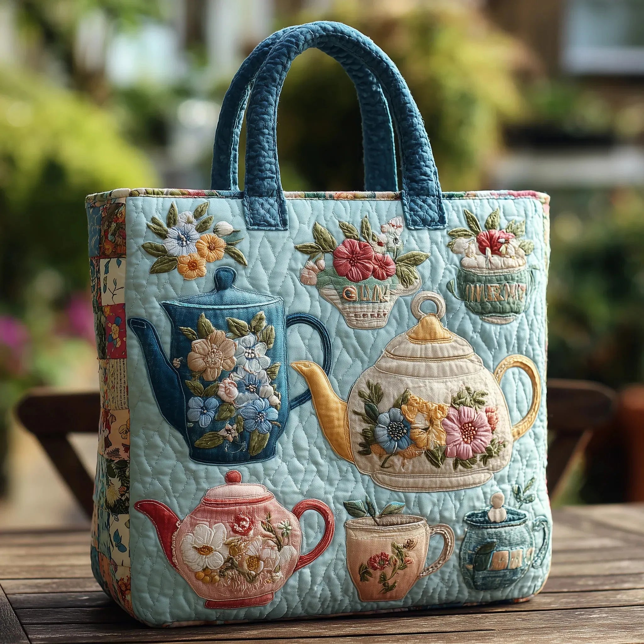 Borsa Tote Trapuntata - Motivo Floreale