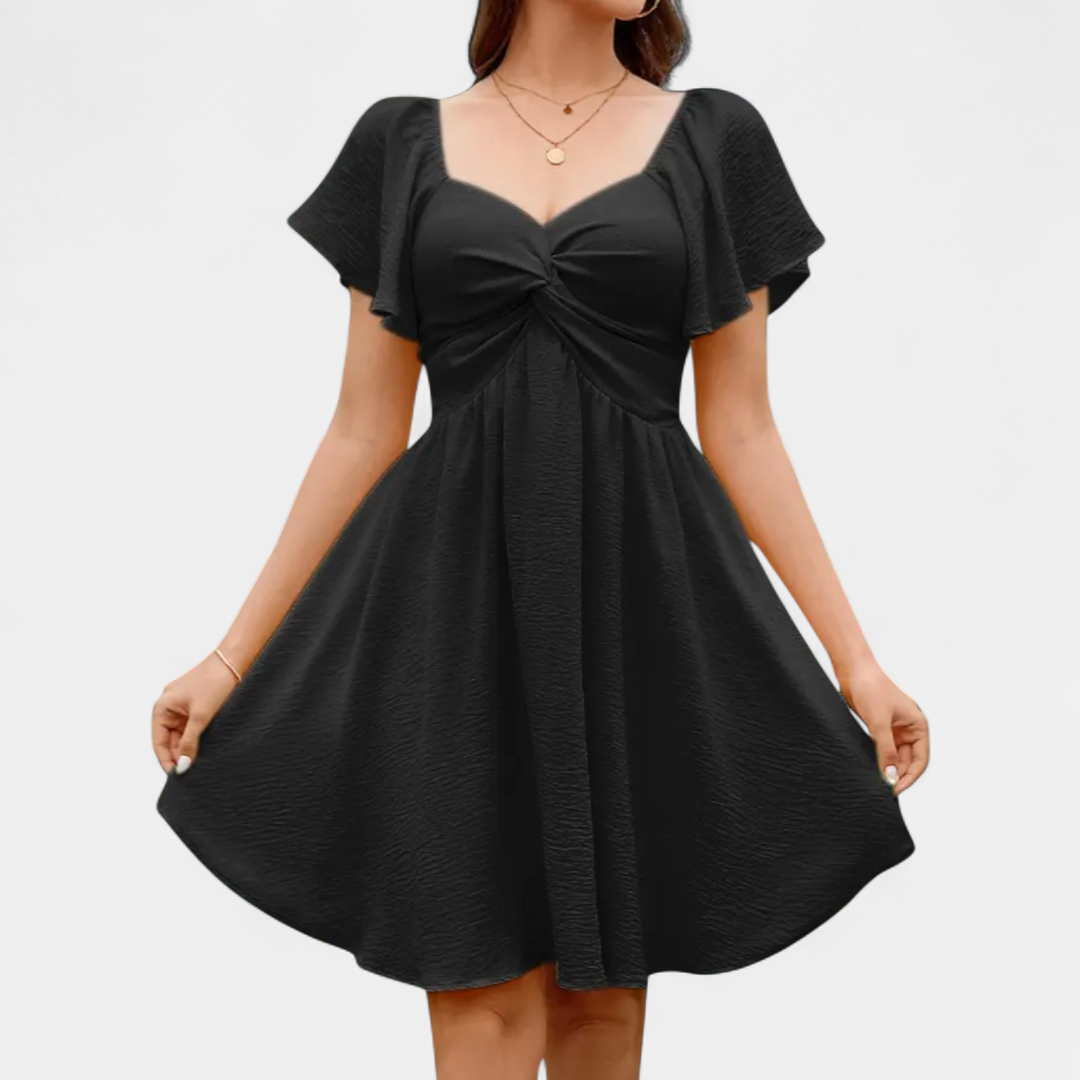 CORINNA™ – Abito Mini Flowy con Scollo a V Arricciato